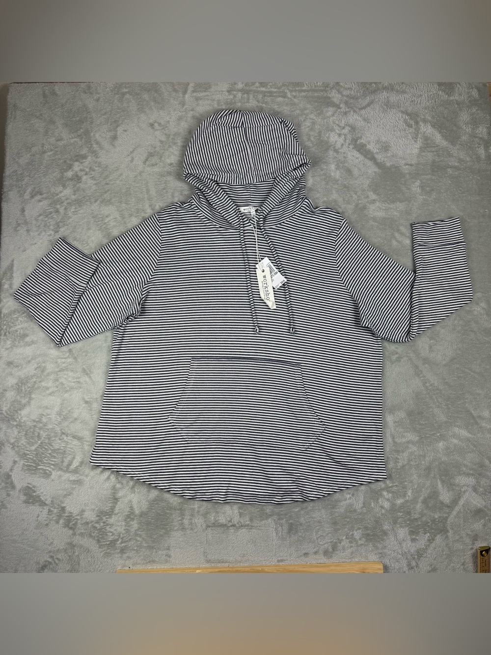 Workshop Republic Clothing Striped Long Sleeve Hooded Top, Women's Sz 2x NWT
